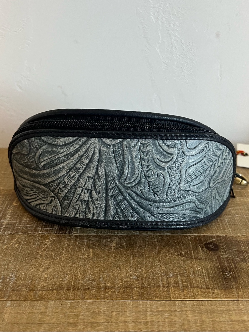 Myra Bag Embossed Leather Sunglasses Case Tooled Western Grey Silver NWT Gift